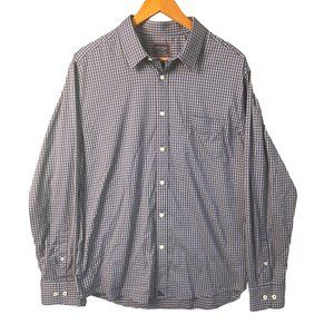 Untuckit Shirt Mens XL Blue Plaid Button Up Nylon Long Sleeve Elastane